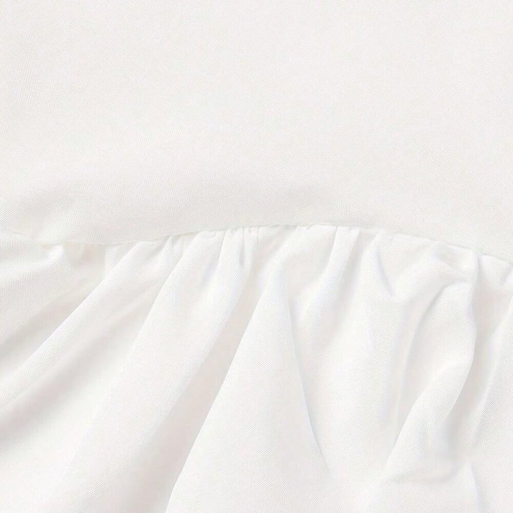 White Boho Women's Solid Ruffle Hem Halter Top - Picture 3 of 3